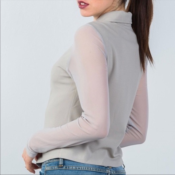 NWOT Grey Mesh Sleeve Jacket - Picture 3 of 4